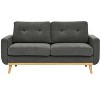 TiramisuBest 67.7" Wide Mid-Century Modern Upholstered Tufted Loveseat Sofa With Wooden Legs - 2 of 4