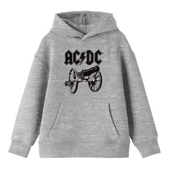 AC/DC Monochrome Logo and Cannon Youth Heather Gray Graphic Hoodie