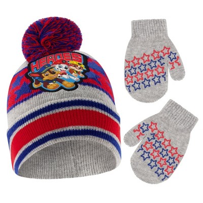 Paw Patrol's Marshall, Chase And Rubble Boys Winter Hat And Mittens Set ...