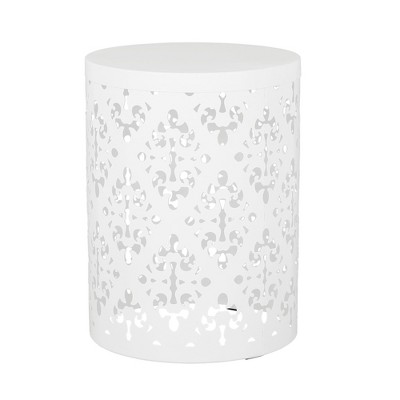 Maggift Patio End Tables Accent Side End Table for Outdoor and Indoor, Garden, Backyard Use, Special Design, White, 13.75"*13.75"*18"
