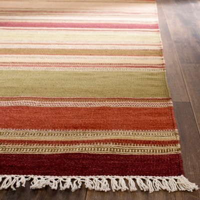 Hand-Woven Southwestern Kilim 8' x 10' Wool Rug in Warm Red