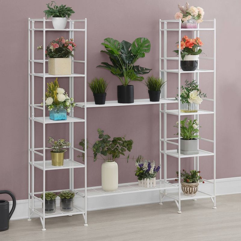  57.5" Extra Storage 5 Tier Folding Metal Shelves with Set of 2 Deluxe Extension Shelves - Breighton Home, 2 of 9