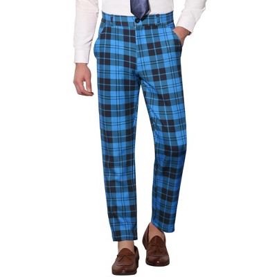 INSPIRE CHIC Men's Plaid Casual Regular Fit Flat Front Stretch Dress Pants