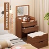 Okak Vanity Table and Chair Set with Mirror, 3 in 1 Vanity Desk with Plip Top Mirror, Small Make Up Vanity Set with Visible Glass Desktop - 2 of 4