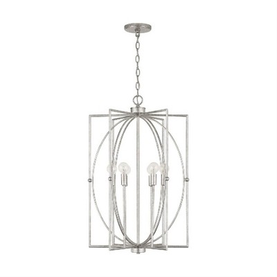 Antique Silver 6-Light Transitional Metal Chandelier