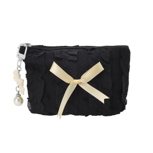 Unique Bargains Butterfly Pendant Lace Bow Makeup Bag 1 Pc - 1 of 4