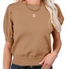 Coolmee Women's Puff Short Sleeve Sweater Tops Fashion Business Casual Knit Crew Neck T Shirts Outfits Work Blouses Clothes - 2 of 3