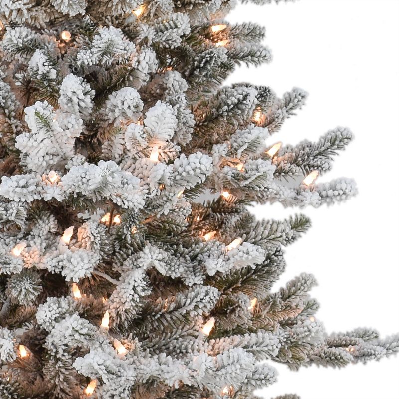 7.5ft Puleo Pre-Lit Flocked Slim Royal Majestic Douglas Spruce Artificial Christmas Tree Clear Lights, 3 of 4