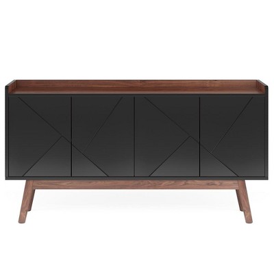 Resenkos Sideboard Buffet, Kitchen Storage Cabinet,55" Sideboard Buffet, Wood Credenza Kitchen Buffet Cabinet with Doors,Black