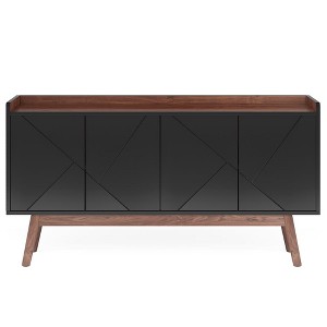 Resenkos Sideboard Buffet, Kitchen Storage Cabinet,55" Sideboard Buffet, Wood Credenza Kitchen Buffet Cabinet with Doors,Black - 1 of 4