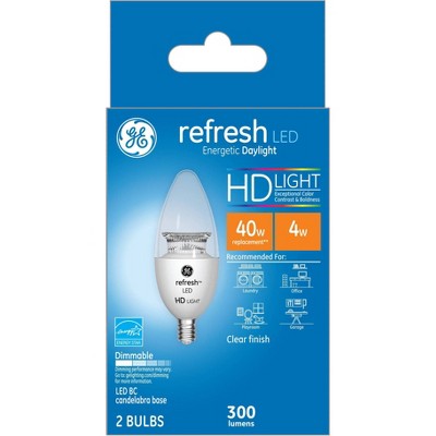 General Electric 2pk 4W (40W Equivalent) Refresh LED HD Light Bulbs Daylight Clear