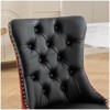 Dining Chairs Set Of 2, High Back Chair With Nailhead Ring Pull Trim, Solid Wood Legs, Modern Kitchen Chair Black - 3 of 4