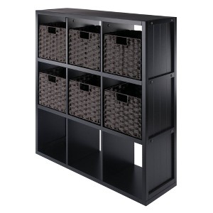 40.08" 7pc Timothy Storage Shelf with Baskets Black/Chocolate - Winsome: Transitional Style, Wood Composite, No Tools Assembly - 1 of 4