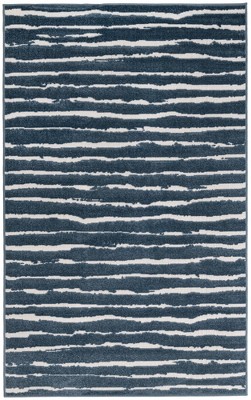 Coastal Breeze Blue Stripe Washable Outdoor Rug, 5' x 8'