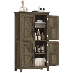 HOMCOM Bathroom Floor Cabinet, Farmhouse Bathroom Cabinet with Barn Doors, Bathroom Storage Cabinet with Adjustable Shelf - 1 of 4