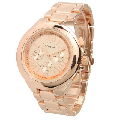 Rose Gold Bold Bezel 3 dial Metal Watch Target