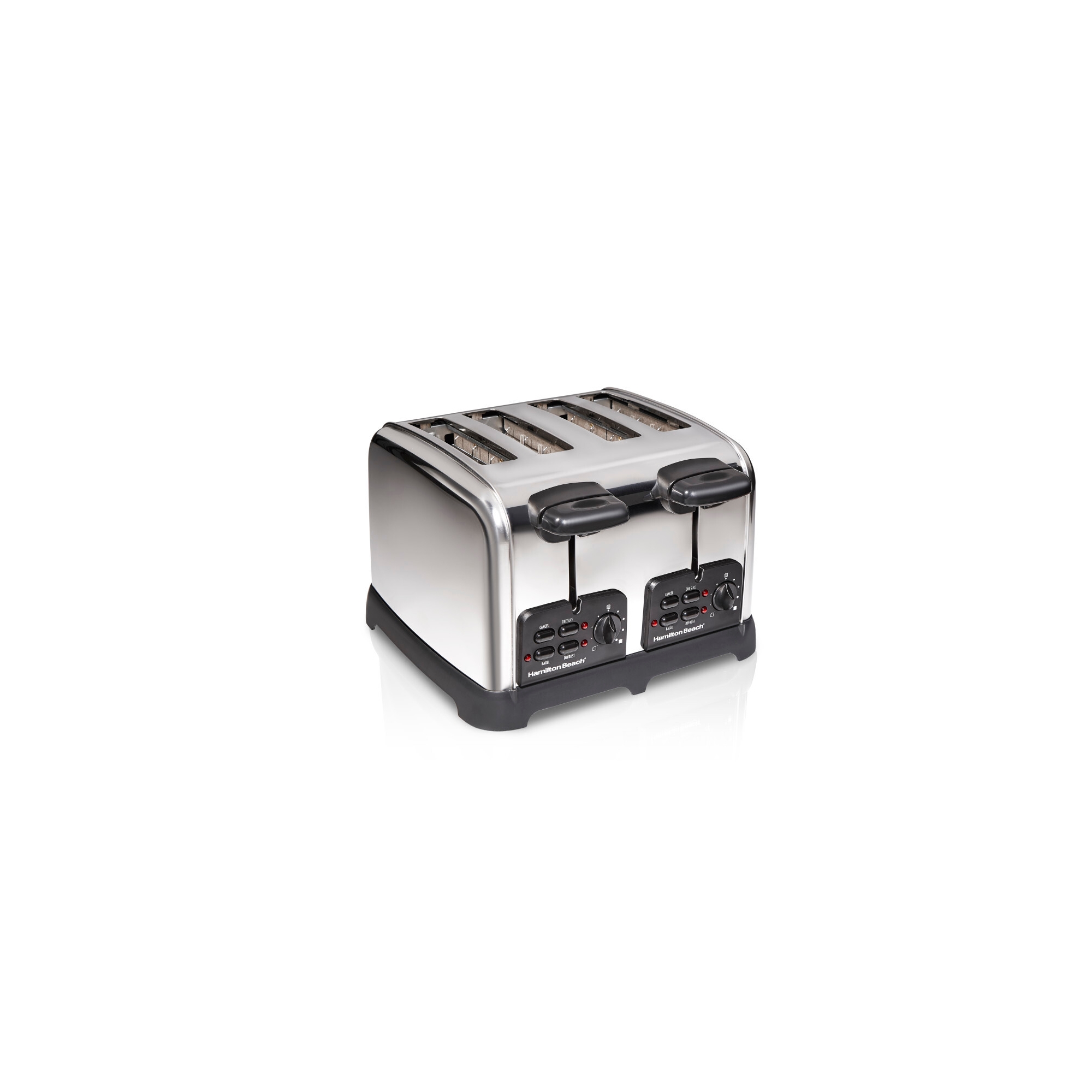 Hamilton Beach 4 slice Toaster 24782: Silver 4 Slot Double Toaster, 1560W, Metal, 1 Year Warranty