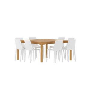 Amazonia Ipanema 9pc Teak Finish Wood 100% FSC Square Patio Dining Set White - 1 of 4