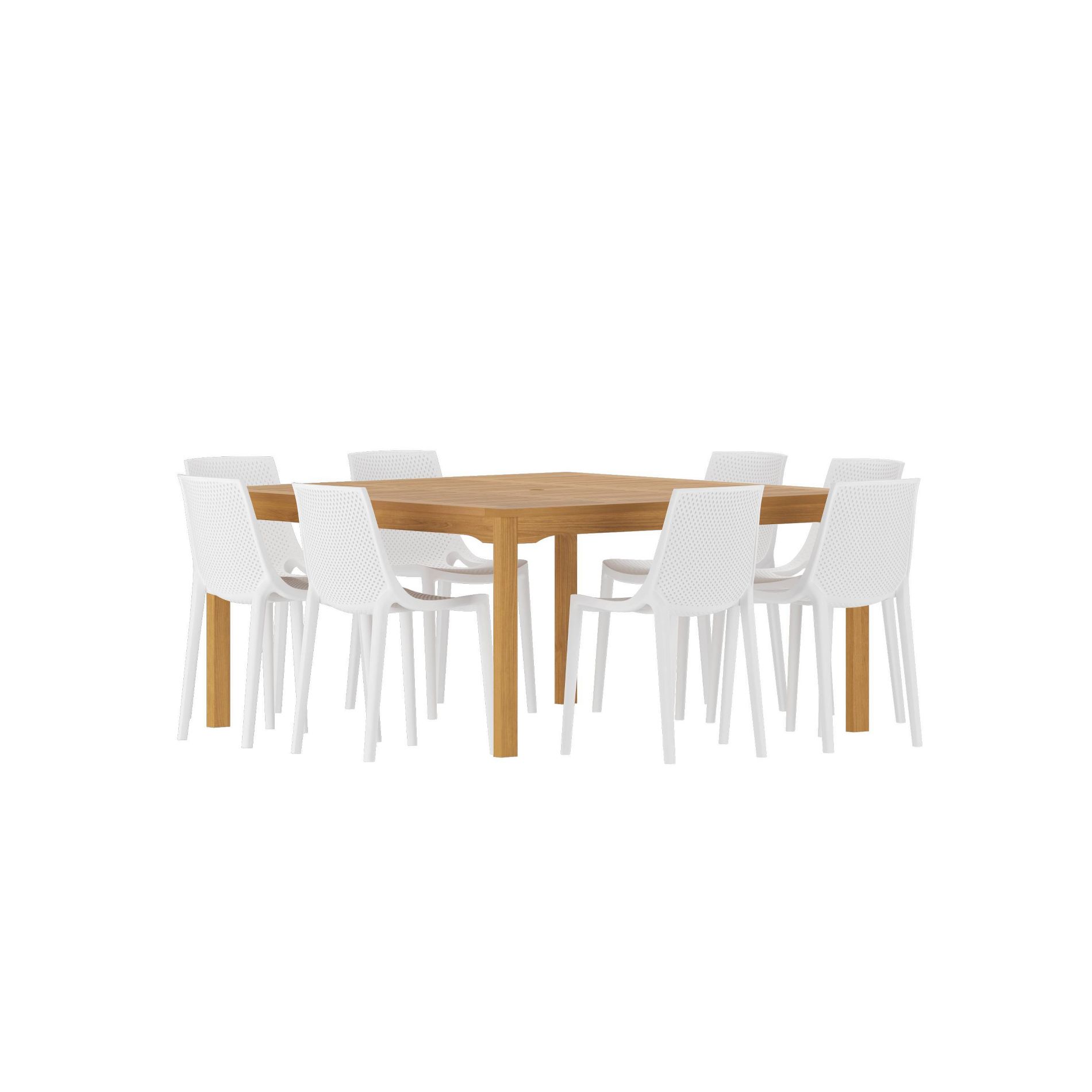 Amazonia Ipanema 9pc Square Outdoor Patio Dining Set White