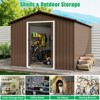 TROPOW 8x15 FT Outdoor Storage Shed, Metal Garden Shed with Lockable Door, and Sloped Roof, Utility Metal Tool Storage Sheds for Backyard, Brown - 3 of 4
