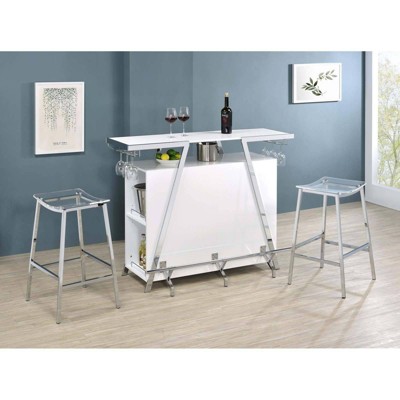 Jovani 29" Clear Acrylic and Chrome Backless Bar Stools Set