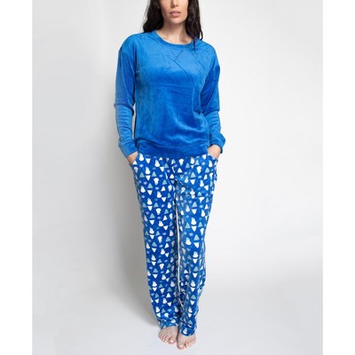 Muk Luks Womens Shearling Pajama Set, Blue/magical Deer, 3x : Target