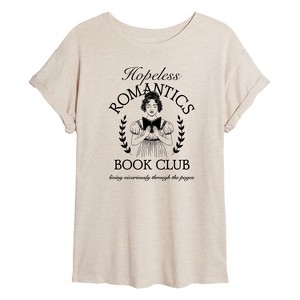 Women's - Instant Message - Hopeless Romantics Book Club Oversized Graphic T-Shirt - 1 of 4