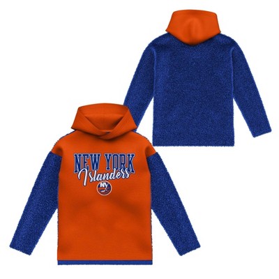 NHL New York Islanders Girls' Faux Fur Long Sleeve Hooded Sweatshirt