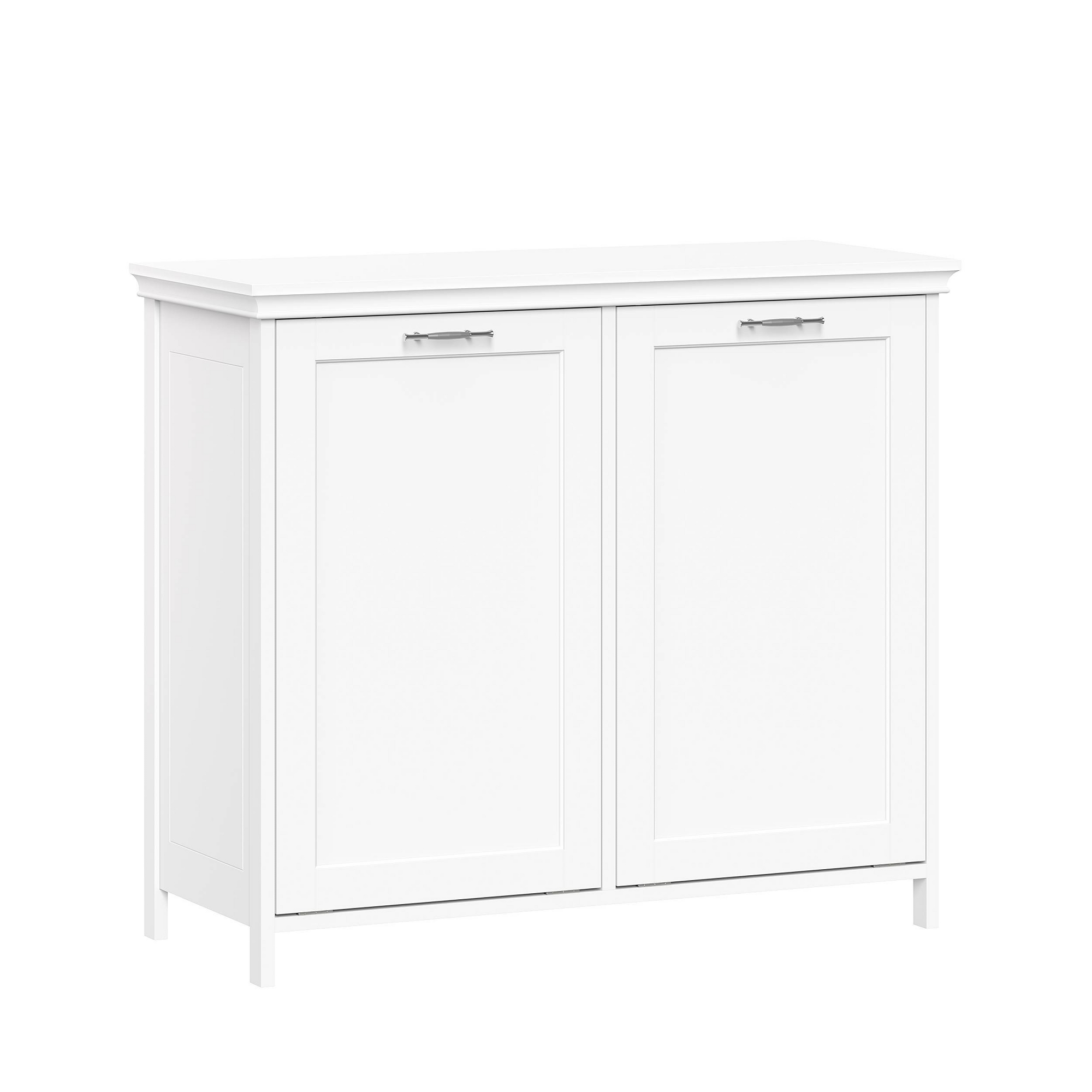 RiverRidge Home Somerset Double Tilt Out Laundry Hamper Cabinet with Removable Cloth Storage Bags White