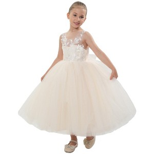 2Bunnies Girls' Sleeveless Maxi Embroidered Tulle Dress - 1 of 4