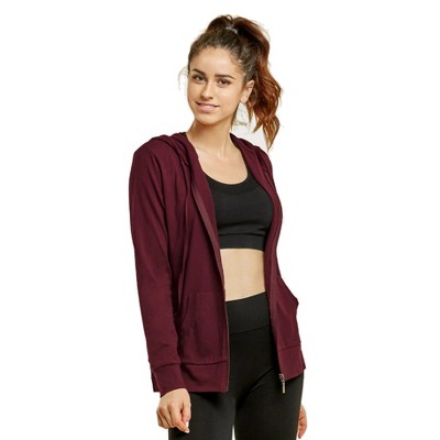 Sofra Women's Cotton Comfort Zip Up Hoodie Jersey Sweater