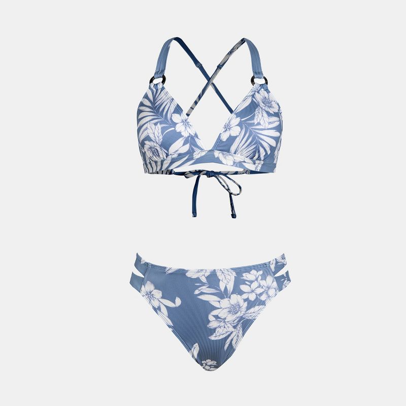 Women's Floral Cutout O-Ring Back Tie Mid Rise Bikini Set Two Pieces Swimsuit - Cupshe, 2 of 7