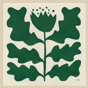 33"x33" Delighted Floral V Emerald by Moira Hershey: Giclee Print, Fir Wood Frame - Amanti Art - 1 of 4