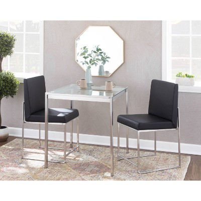 Fuji Contemporary High Back Faux Leather Dining Chair in Black