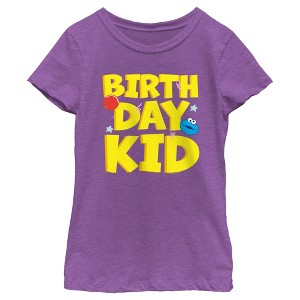 Girl's Sesame Street Cookie Monster Birthday Kid T-Shirt - 1 of 4