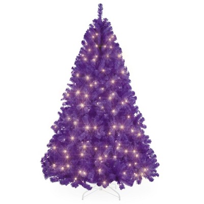 Best Choice Products Pre-Lit Purple Christmas Tree, Artificial Full Holiday Decoration w/ Incandescent Lights