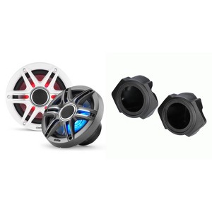 Clarion CMSP-651RGB-SWG  Premium 6.5" Sport Grill LED Marine Speakers & Polaris RZR Front 6.5" Speaker Pods 2014-UP ( Except PRO XP) - 1 of 4