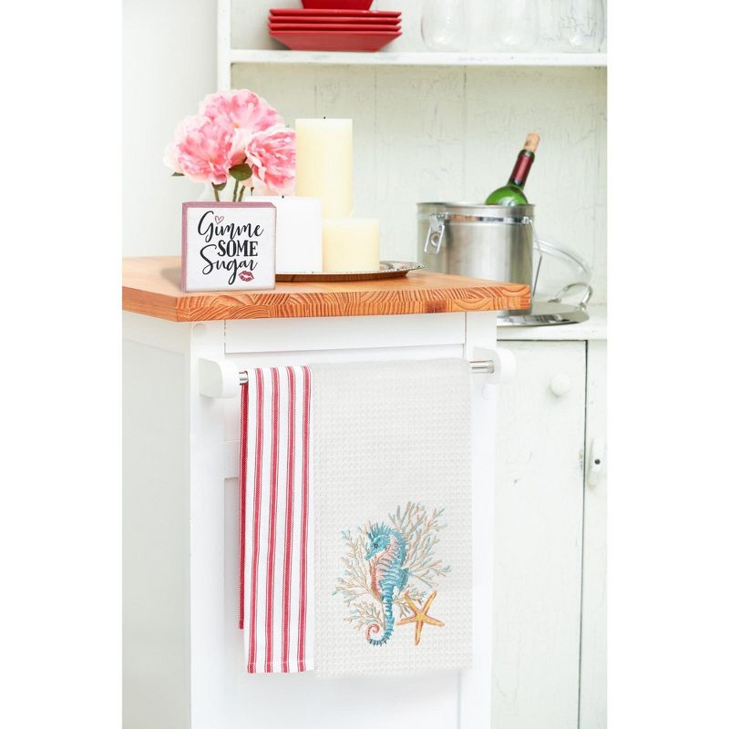 C&F Home Seahorse And Coral Embroidered Waffle Weave Cotton Kitchen Towel, 4 of 6