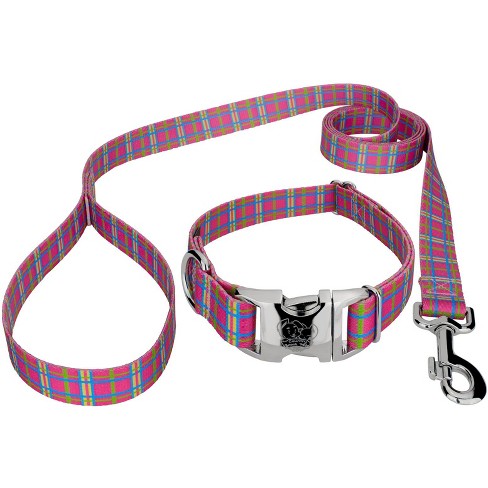 Pink plaid outlet dog collar