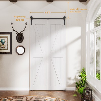 48" Black Steel Bi-Folding Sliding Barn Door Hardware Kit