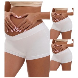 INSPIRE CHIC Women's Low Waist Under the Bump Maternity BoyShorts Pregnancy Seamless Ladies Panties 3 Packs - 1 of 4