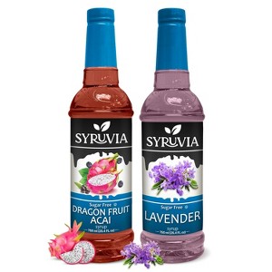 Syruvia Sugar Free Coffee Flavors Variety Pack: Dragon Fruit Acai & Lavender 25.4 fl oz Syrup - 1 of 4