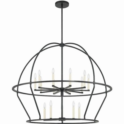 Abbott Black Steel 15-Light Farmhouse Chandelier
