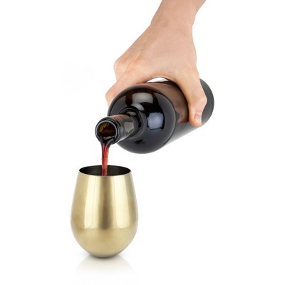 Gold Stainless Steel Stemless Wine Glasses Set of 2