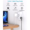 Itopfox Multi Plug Outlet with 5 AC Outlets & 4 USB Ports (2 USB-C), 1800J Surge Protector, Wall Mountable Power Strip for Home, Office, Dorm - 2 of 4