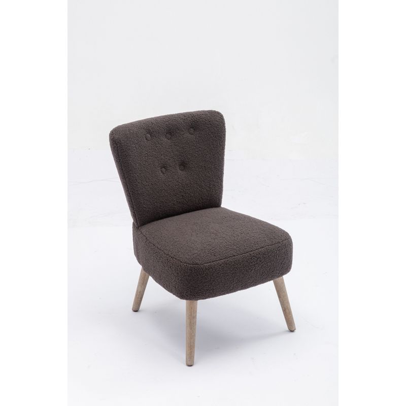 Tufted Back Teddy Fabric Slipper Chair Accent Chair-ModernLuxe, 5 of 14