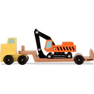 Wooden Trailer and Excavator Vehicle Set 3 Piece Construction Toy for Kids - 1 of 4