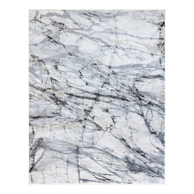 Gertmenian Florance Carrara Modern Marble Ivory Gray Indoor Viscose Acrylic Area Rug with Fringe, 9x13
