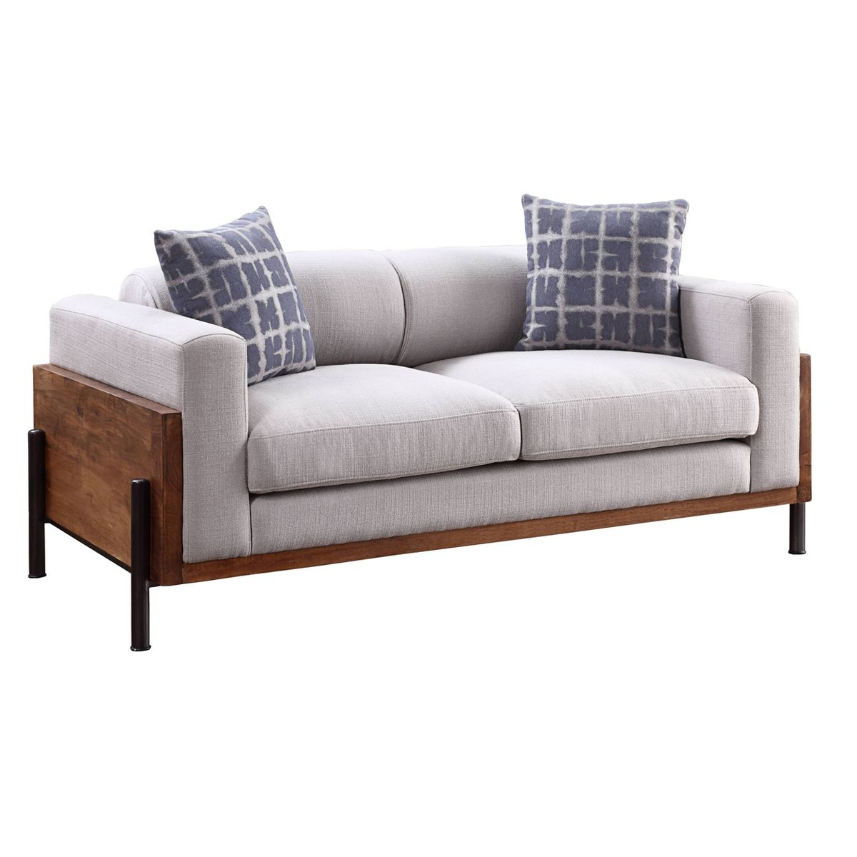 71" Pelton Sofa Fabric and Walnut - Acme Furniture: Elegant Loveseat with 2 Pillows - thumbnail 9