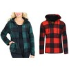 Galaxy J. Come Women's  Loose Fit  Heavyweight Polar Fleece Plaid Hoodie With Faux Shearling Lining-2 Pack - 2 of 2
